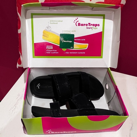 BareTraps Glittery Black Slide-On Sandals - Picture 9 of 9